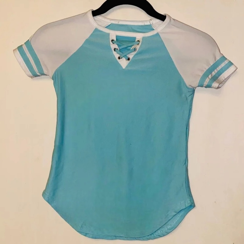 Girl’s Blue and White Lace-Up Top Kid’s for ages 6-8